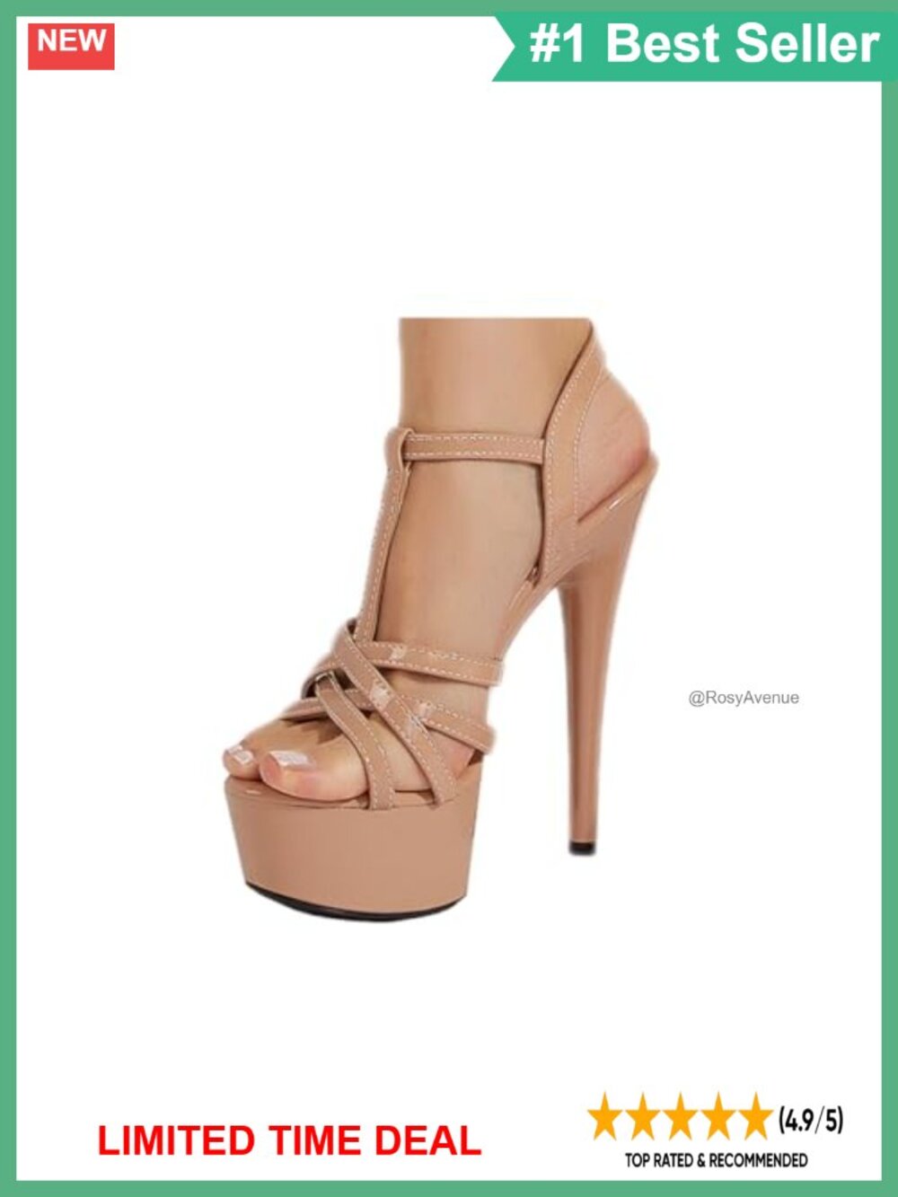 Strappy Platform Open Toe Heeled Sandals 5.9 Inch Faux Leather